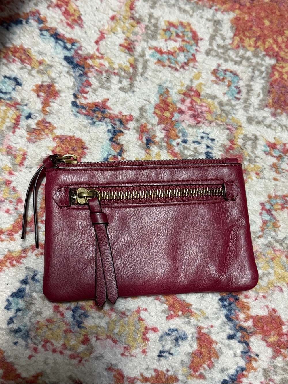 Women's Imitation Leather Wallet - Burgundy